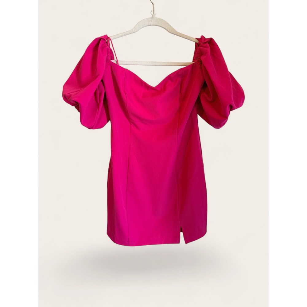 Paper Moon Petal & Pup NWT Hot Pink Puff Sleeve Sweetheart Cocktail Mini Dress M